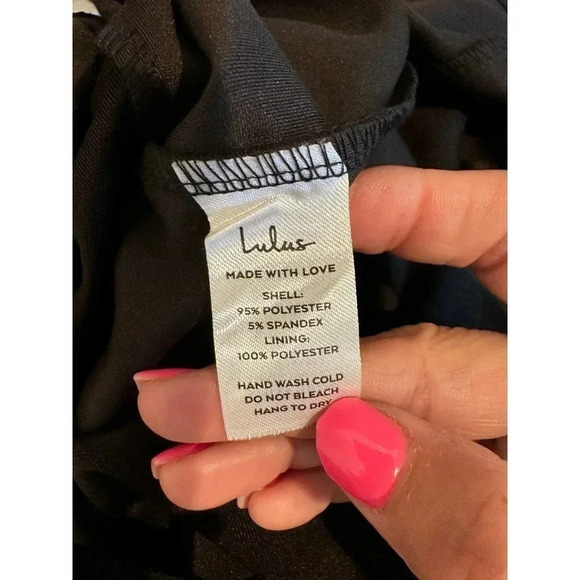 Lulus Women's Black Asymmetric Cross Backless Spaghetti Straps Mini Dress Size M - Picture 6 of 7